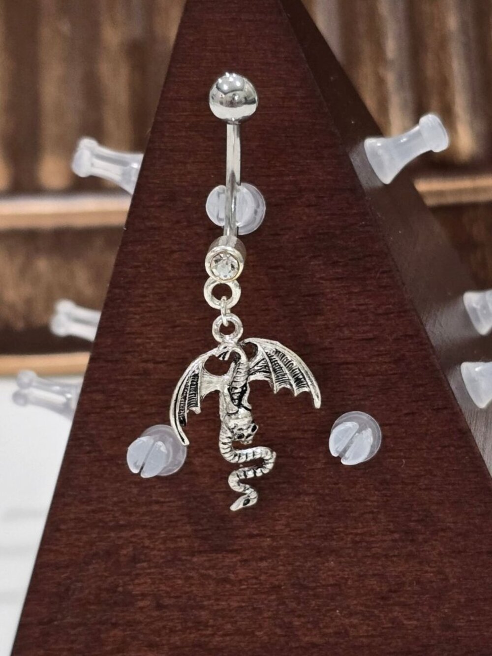 Painful Pleasures ✦ Dragon & Skull Navel Ring ✦ 14G Surgical Steel Gem Accent